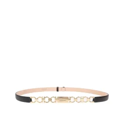 Sort Læder Bijoux Bælte med Guldspænde