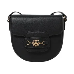 Sort Læder Crossbody Taske