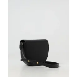 Sort Læder Crossbody Taske