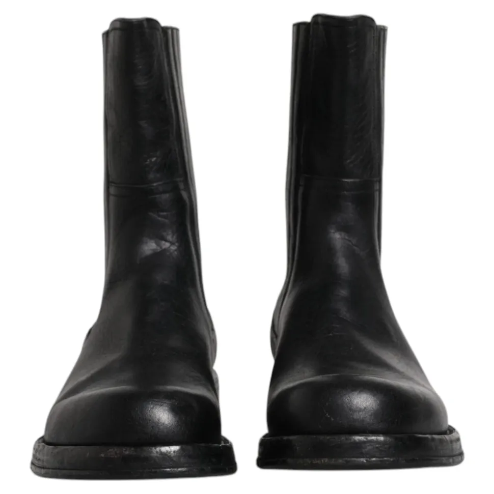 Sort læder midt kalv støvler sko