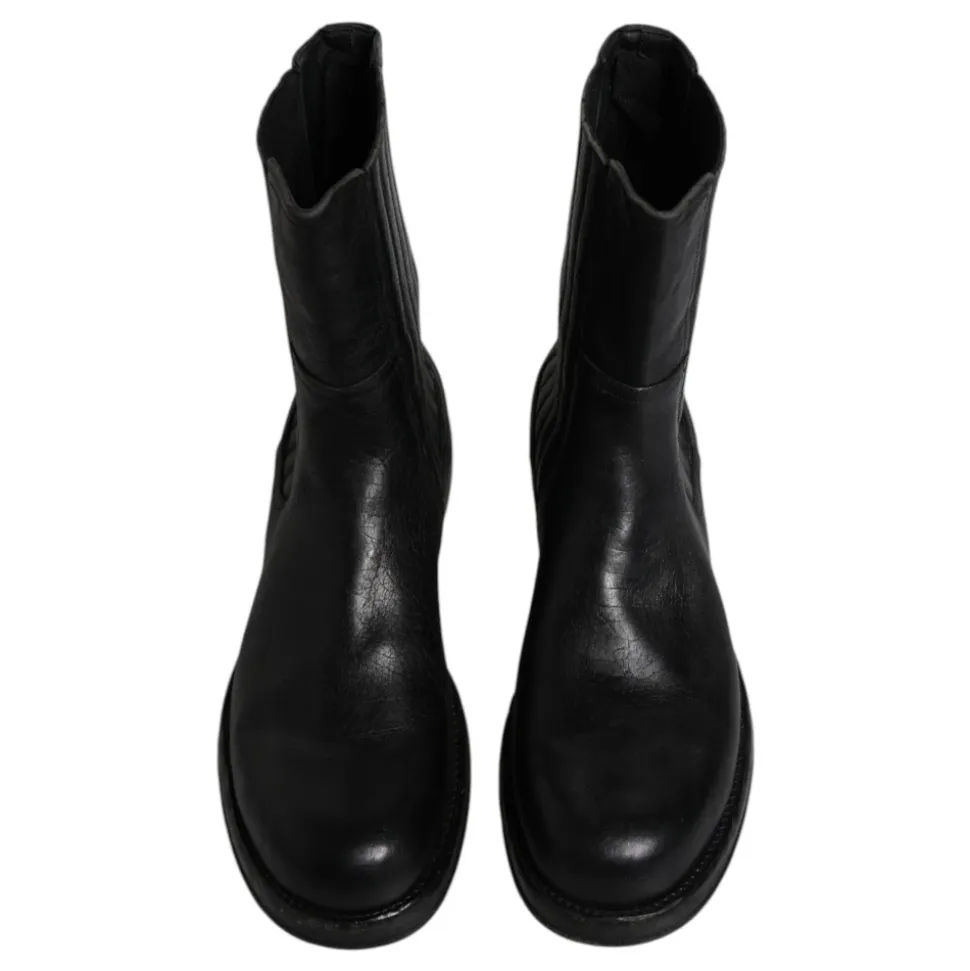 Sort læder midt kalv støvler sko