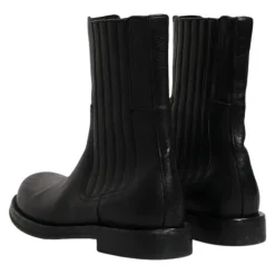 Sort læder midt kalv støvler sko