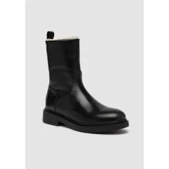 Sort læder shearling støvle