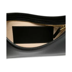 Sort Læder Skuldertaske Buet Silhuet