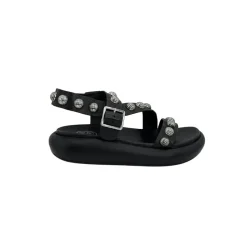 Sort Læder Studded Sandal