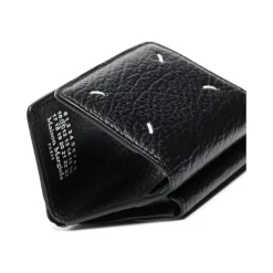 Sort læder Tri-fold Kortholder Pung