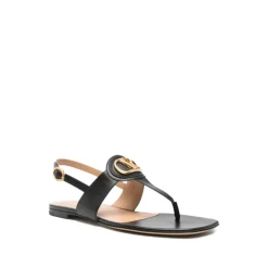 Sort læder VLogo spænde sandaler