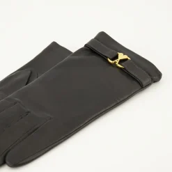 Sort læderhjertehandsker