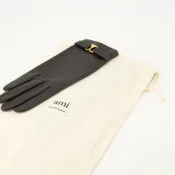 Sort læderhjertehandsker