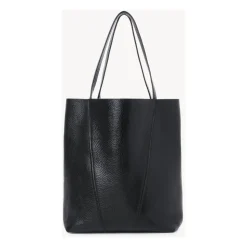 Sort læderhåndtaske med kædehanke