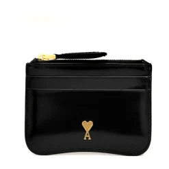 Sort Læderkortholder med Lynlås