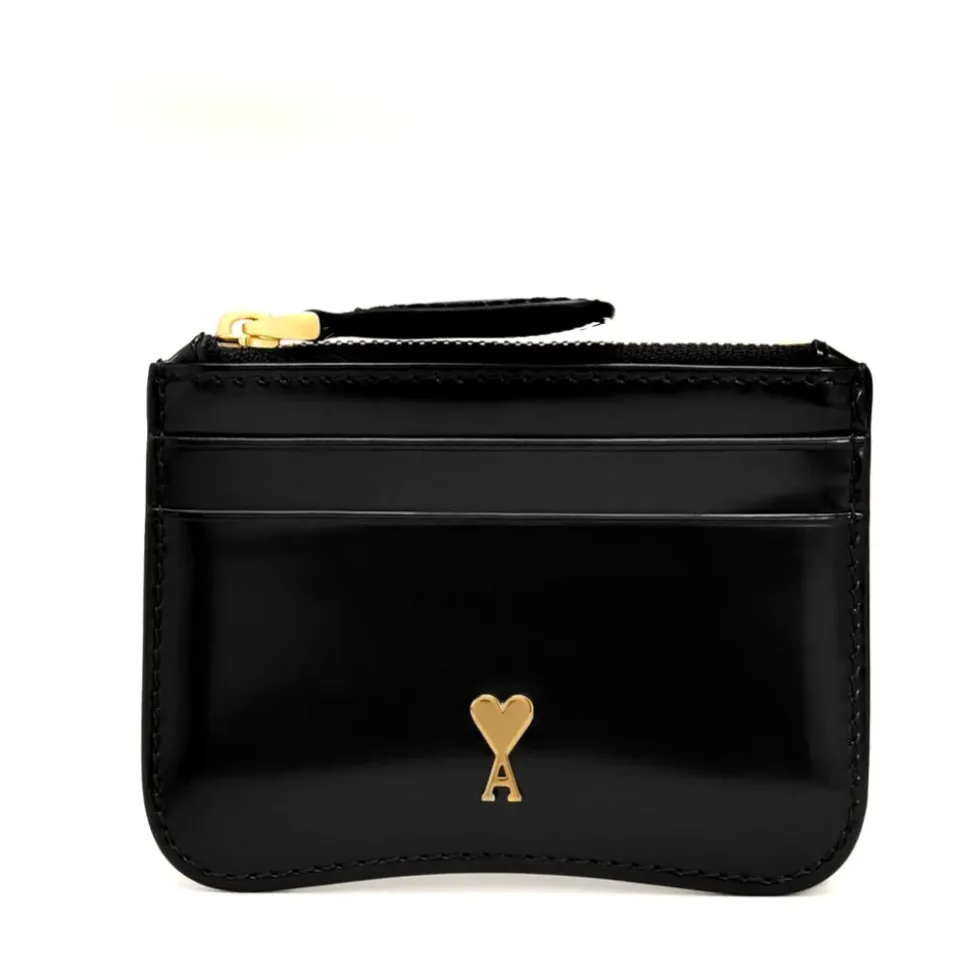 Sort Læderkortholder med Lynlås