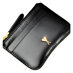 Sort Læderkortholder med Lynlås