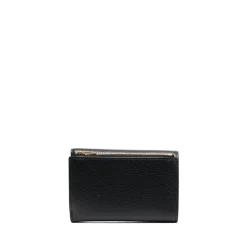 Sort læderkortholder med lynlåsrum