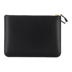 Sort læderpung med gyldent logo