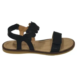 Sort lædersandal med fletrem