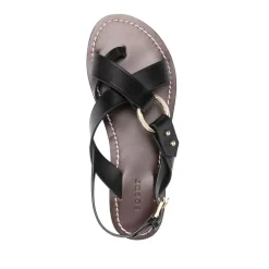 Sort Lædersandaler med Tåring