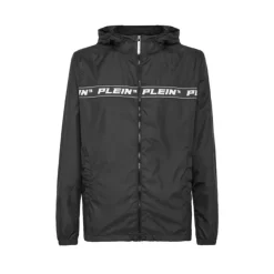 Sort Nylon Windbreaker Hættejakke