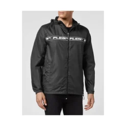 Sort Nylon Windbreaker Hættejakke