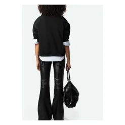 Sort Oversize Love Yourself Sweatshirt med Rhinestones