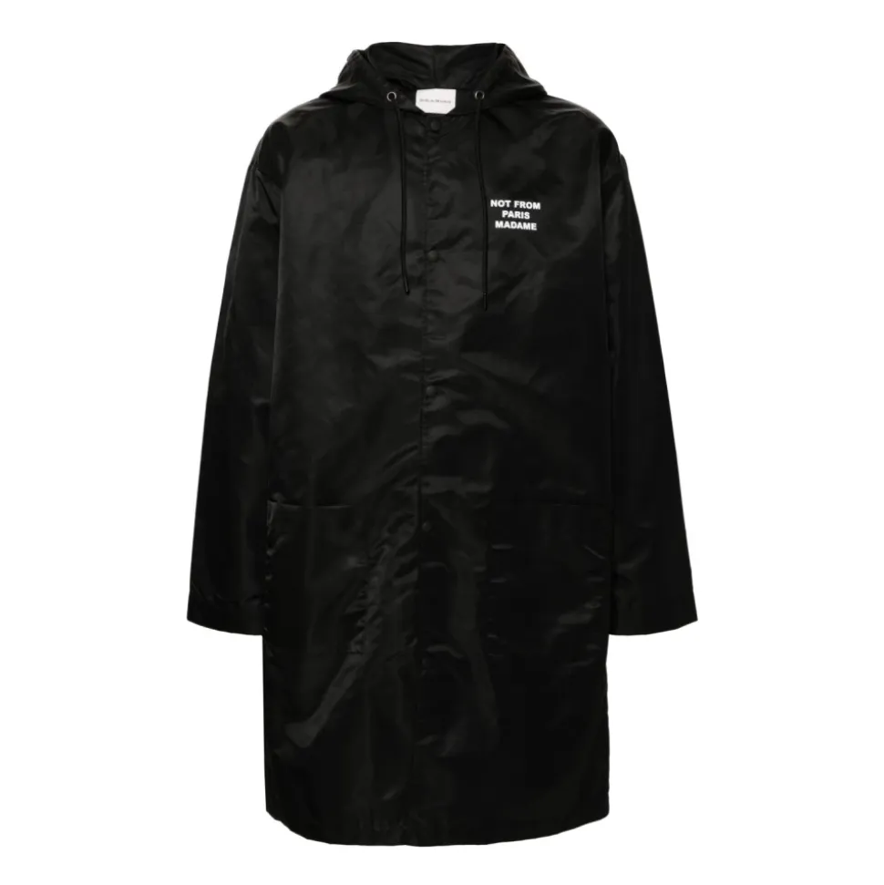 Sort Parka med Hætte Letvægtsdesign