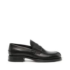 Sort Penny-Slot Læder Loafers
