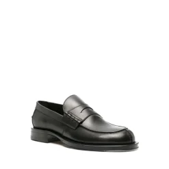 Sort Penny-Slot Læder Loafers