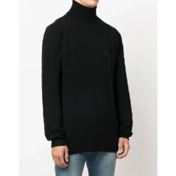 Sort Ribstrikket Trøje med Høj Hals