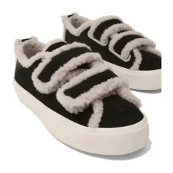 Sort Shearling Lav Velcro Vinterstøvle