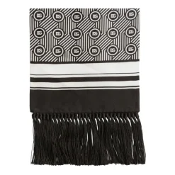 Sort Silke Geometrisk Print Tørklæde