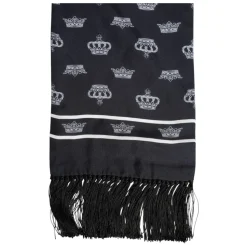 Sort Silke Krone Frynser Herre Tørklæde