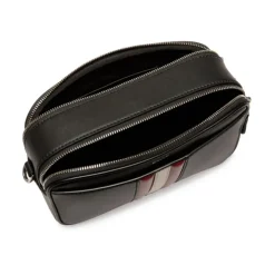 Sort skuldertaske med stribe detaljer