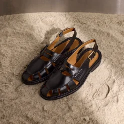 Sort Slingback Loafer med Cut-Out Mønster