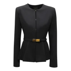 Sort Stretch Crepe Jakke