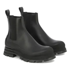 Sorte ankellæderstøvler til mænd