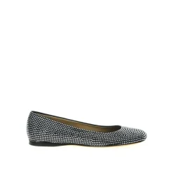 Sorte Ballerina Flats med Strass Pynt