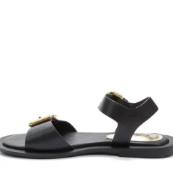 Sorte Åbne Flade Sandaler Kvinder