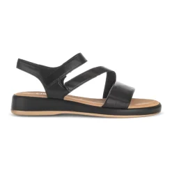 Sorte glatte lædersandaler