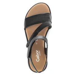 Sorte glatte lædersandaler