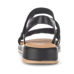 Sorte glatte lædersandaler