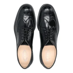 Sorte Læder Flade Sko med Engelske Perforeringer