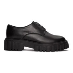 Sorte lædersko med snørebånd