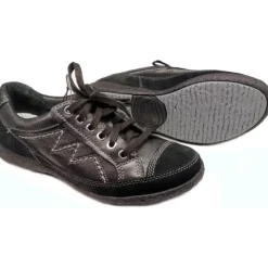 Sorte lædersnøresko til kvinder