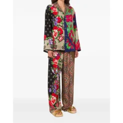 Stampa Piazzata Mix Foulard Wide Trousers
