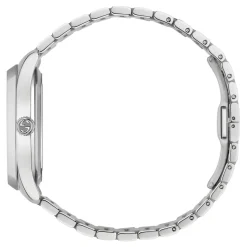 Stålkasse, brun tigerøje stendial med bier, stålarmbånd