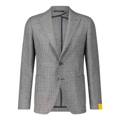 Straight-Cut Houndstooth Blazer