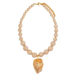 Strawberry halskæde med metal og rhinsten