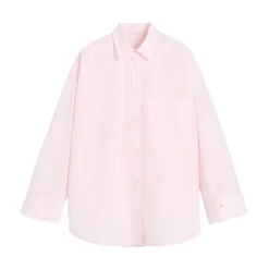 Stribet Bomuldsskjorte Kridtrosa