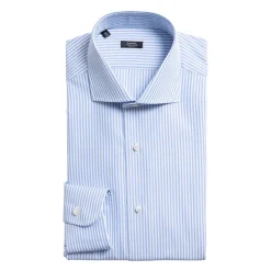 Stribet bomuldsskjorte med runde manchetter