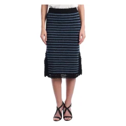 Stribet Hæklet Midi Nederdel